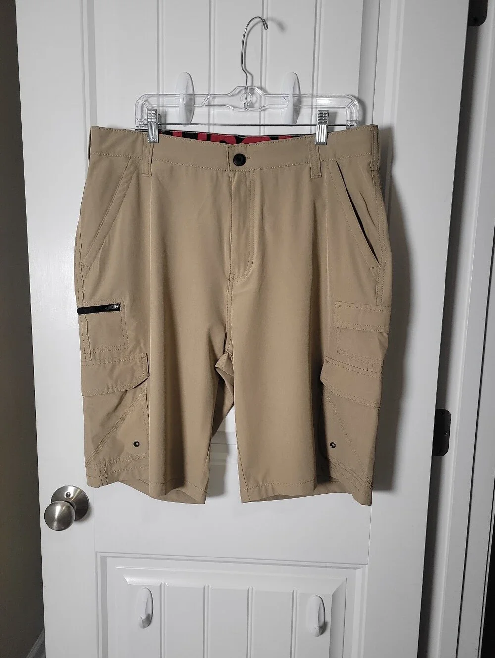 IRON CO Men's Khaki Cargo Shorts - Lightweight Utility Style